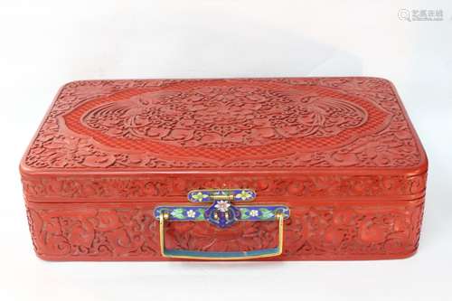 Large Chinese Cinnerbar Traveling Case