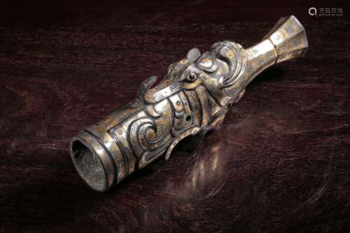 Bronze Sword Handle ,Gold Inlaid