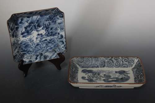 Two Blue and White Porcelain Plates