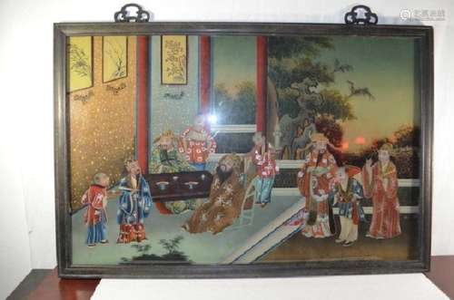 Large 19th.C Chinese Reverse Glass Painting