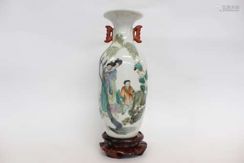 Chinese Famille Rose Glazed Porcelain Vase,Mark