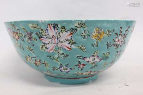 Chinese Turquoise Green Glazed Bowl,mark