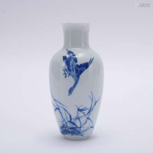 A blue and white 'floral and birds' vase