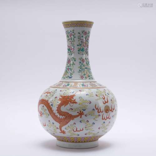 A famille-rose 'dragon and phoenix' vase