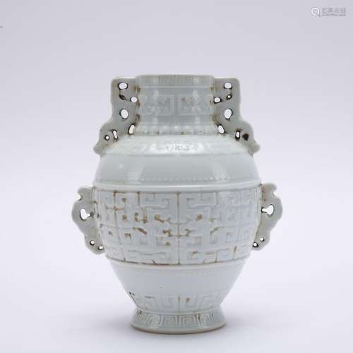 A white glazed vase