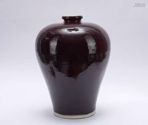 A red-glazed Meiping