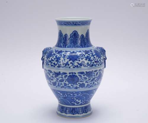 A blue and white 'floral' vase