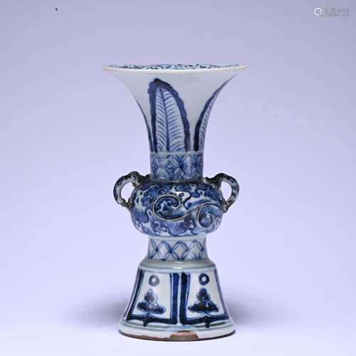 A blue and white vase