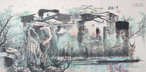 A Wu guanzhong's landscape painting(without frame)