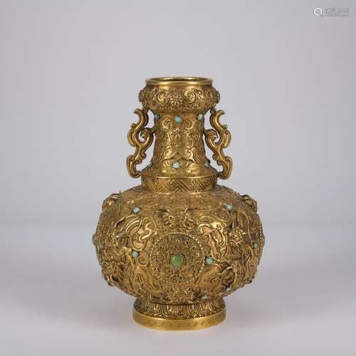 A gilt-bronze 'dragon' vase