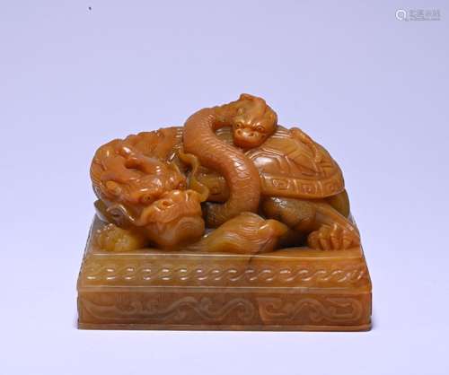 A Shoushan Stone 'turtle dragon' seal