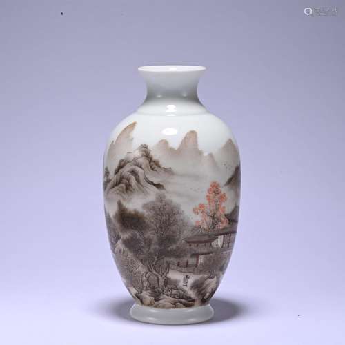 A grisaille-painted 'landscape' vase