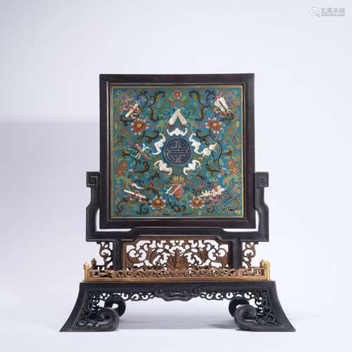 A Cloisonne enamel 'floral' table plaque