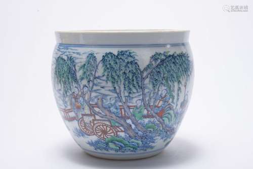 A Dou cai 'figure and landscape' jar