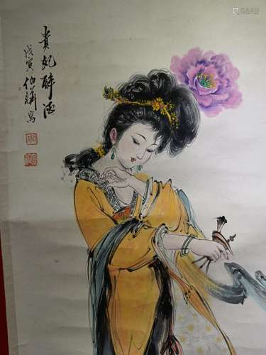 白伯骅款贵妃醉酒（藏家得自画家之手）