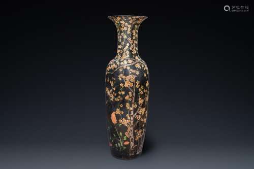 A massive Chinese famille noire 'prunus blossoms' vase, Kang...