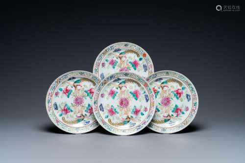 Four Chinese famille rose plates for the Straits or Peranaka...