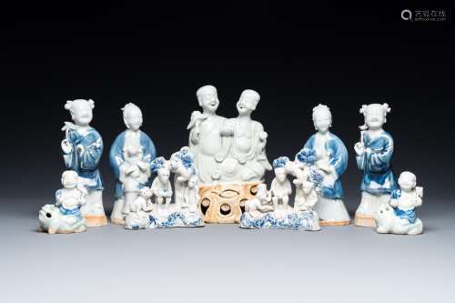 Nine Chinese blue and white and celadon-glazed groups and fi...