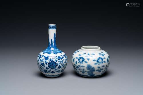 A Chinese blue and white 'soft paste' Ming-style bottle vase...