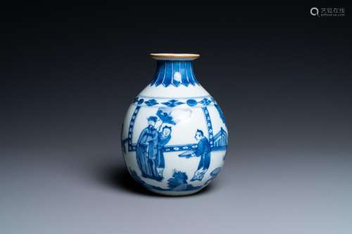 A Chinese blue and white globular vase, Kangxi