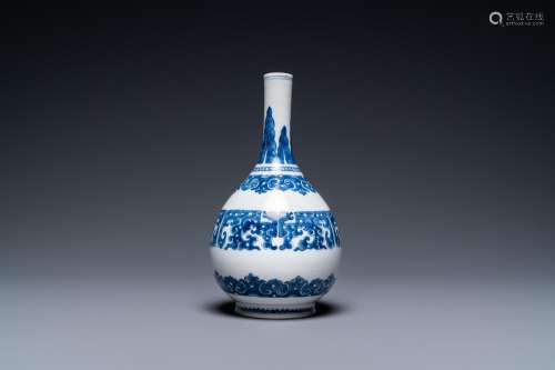 A Chinese blue and white bottle vase, Kangxi