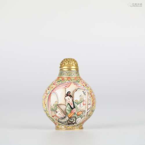 Chinese bronze painting enamel snuff bottle, Qianlong