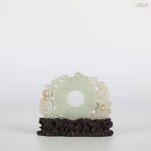 Chinese Hotan white jade carving ornament, 18th century