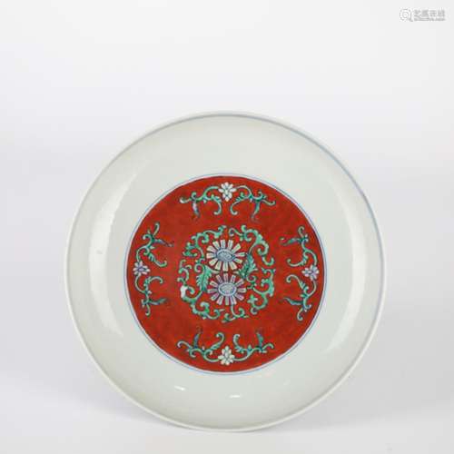 Chinese Doucai Floral Pattern Porcelain Plate, Yongzheng