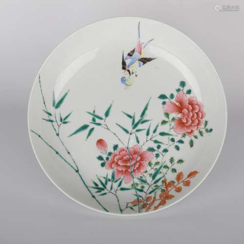 Chinese Fencai flower pattern porcelain plate (Guangxu)