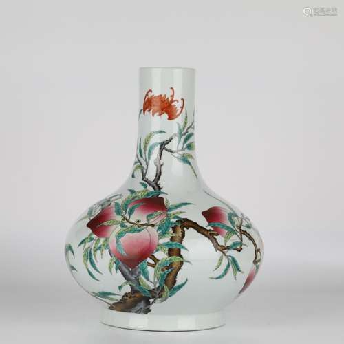 Chinese Fencai porcelain peach vase, Qing