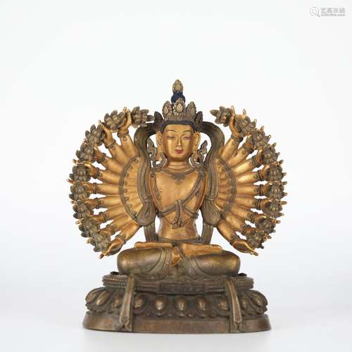 Chinese Thousand-handed Avalokitesvara Buddha Statue, Qianlo...