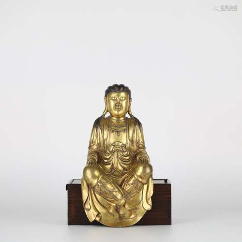 Chinese bronze gilded Guanyin Buddha