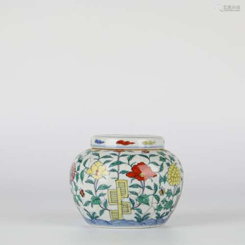 Chinese doucai flower pattern porcelain jar, Ming