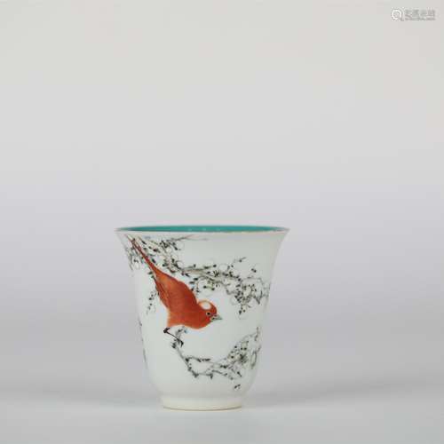 Yu Ziming,Porcelain Cup with Flower Pattern