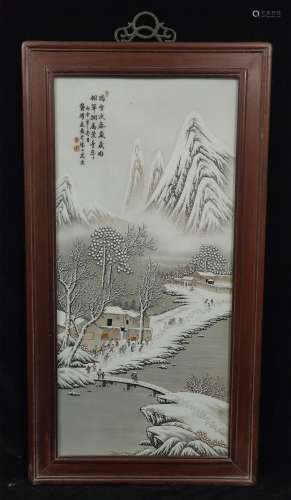 Gong Yaoting, snow view porcelain plaque