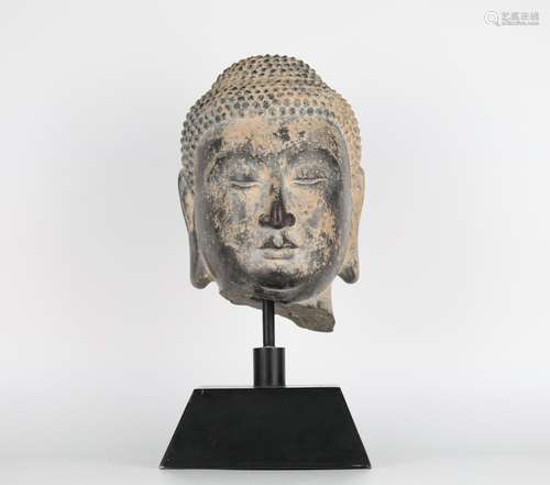 Chinese stone carving Buddha head, Northern Wei Dynasty