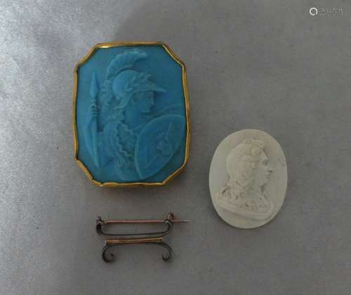 BROCHE ornée d'une pâte de verre turquoise