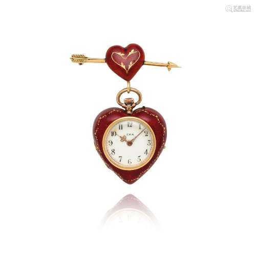 PENDANT WATCH IN ORO AND ENAMEL, CIRCA 1930