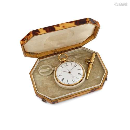 DEAD BEAT INDEPENDENT SECONDS IN GOLD WITH BOX, CIRCA 1850