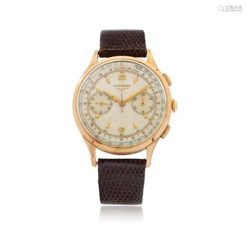 LONGINES FLY-BACK CHRONOGRAPH 30CH IN GOLD, 50s