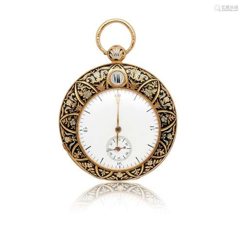 JUMPING HOUR IN GOLD AND ENAMEL, CIRCA 1850