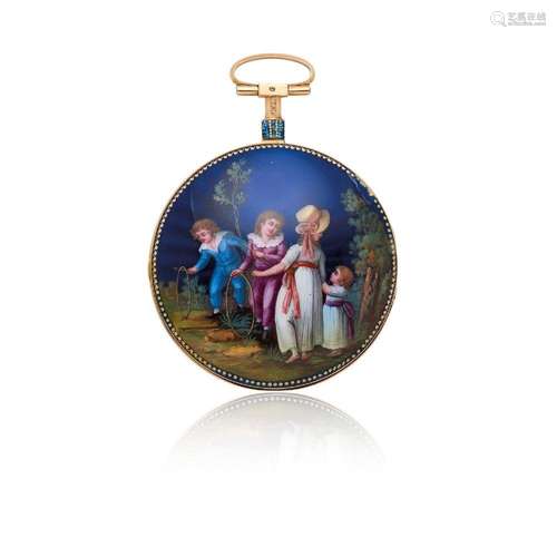 GOLD AND ENAMEL POCKET WATCH, CIRCA 1820