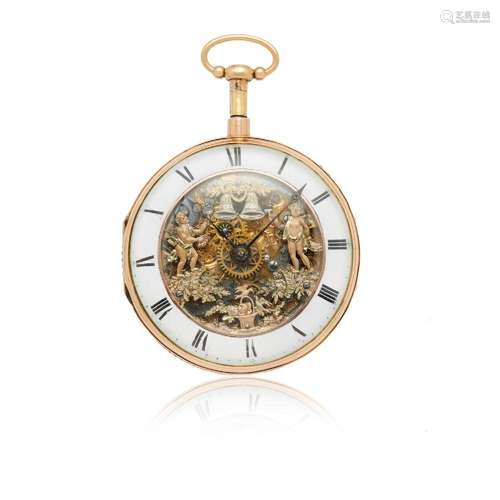 J. F. PAPILLON QUARTER REPEATER WITH JACQUEMARTS IN GOLD, CI...