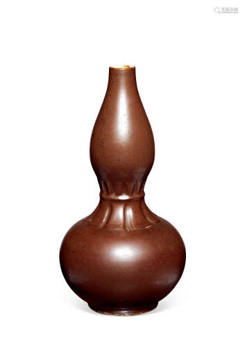 清中期    铁锈釉葫芦瓶