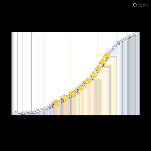 黃彩鑽鑽石手鍊