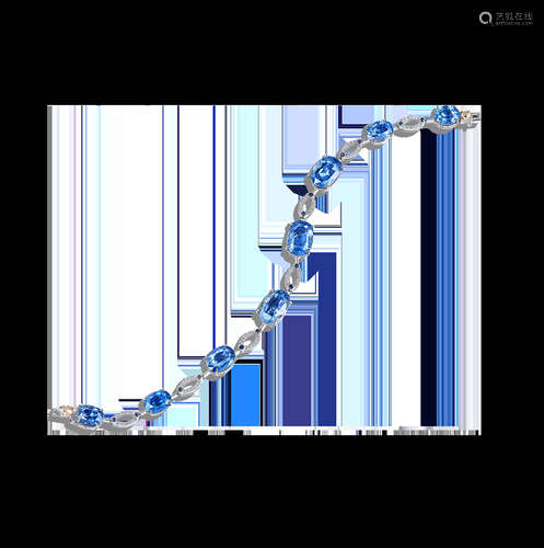 天然無燒藍寶鑽石手鍊