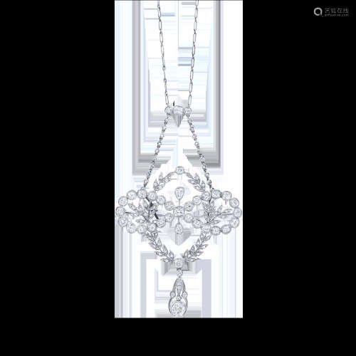 古董白鑽鑽石墜鍊,維多利亞,1840-1900