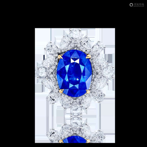 天然皇家藍藍寶鑽石戒