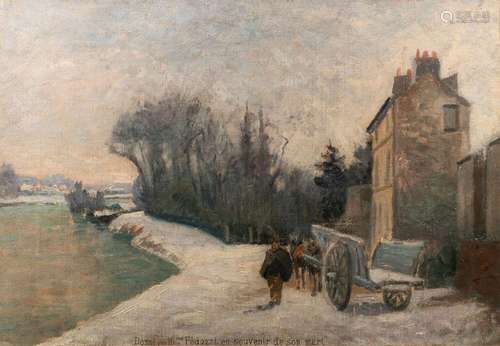 ECOLE Début XXème siècle<br />
Bord de Seine sous la neige<b...