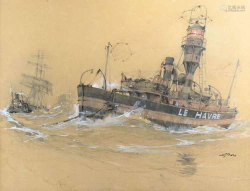 Albert SEBILLE (1874-1953) <br />
Le bateau-phare Le Havre<b...